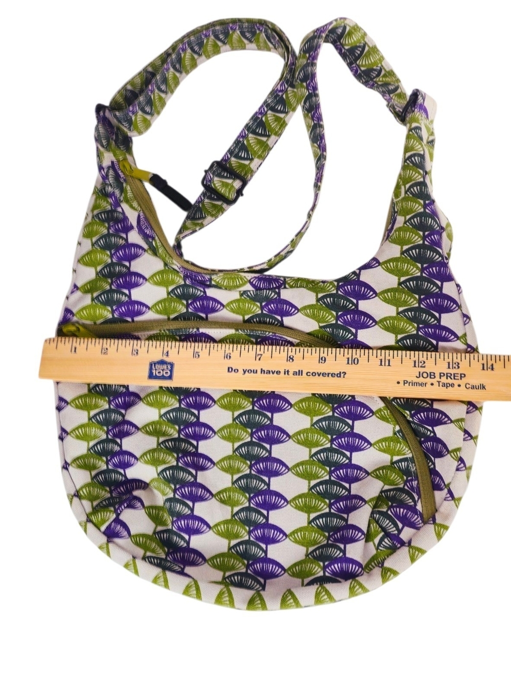 KAVU Sydney Satchel Crossbody Bag Purple & Green Geometric Pattern - Picture 11 of 14